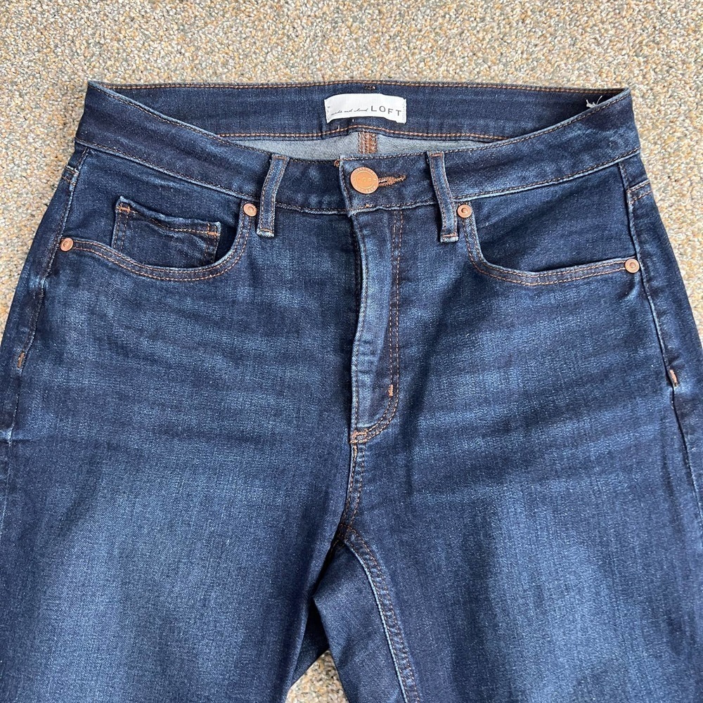 Loft Curvy Skinny Jeans Women's 26/2 Mid Rise Stretch Denim Dark Wash Casual - Picture 2 of 8